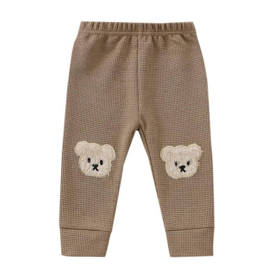 Waffle Teddy Bear Pants | Adorable Fluffy Teddy Knee Patches - Lulu Babe