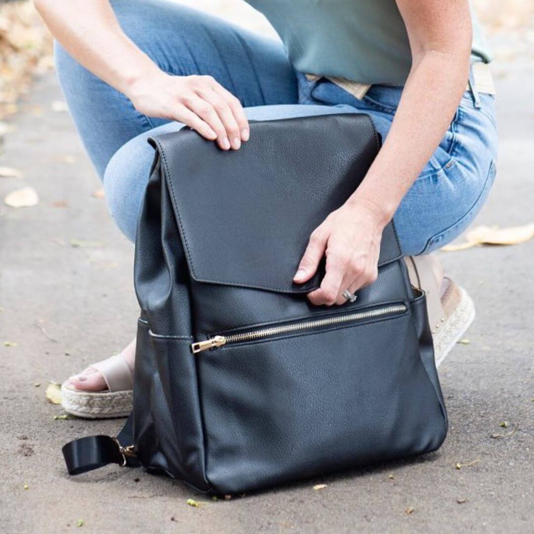 backpack nappy bag leather Soho Backpack Nappy Bag