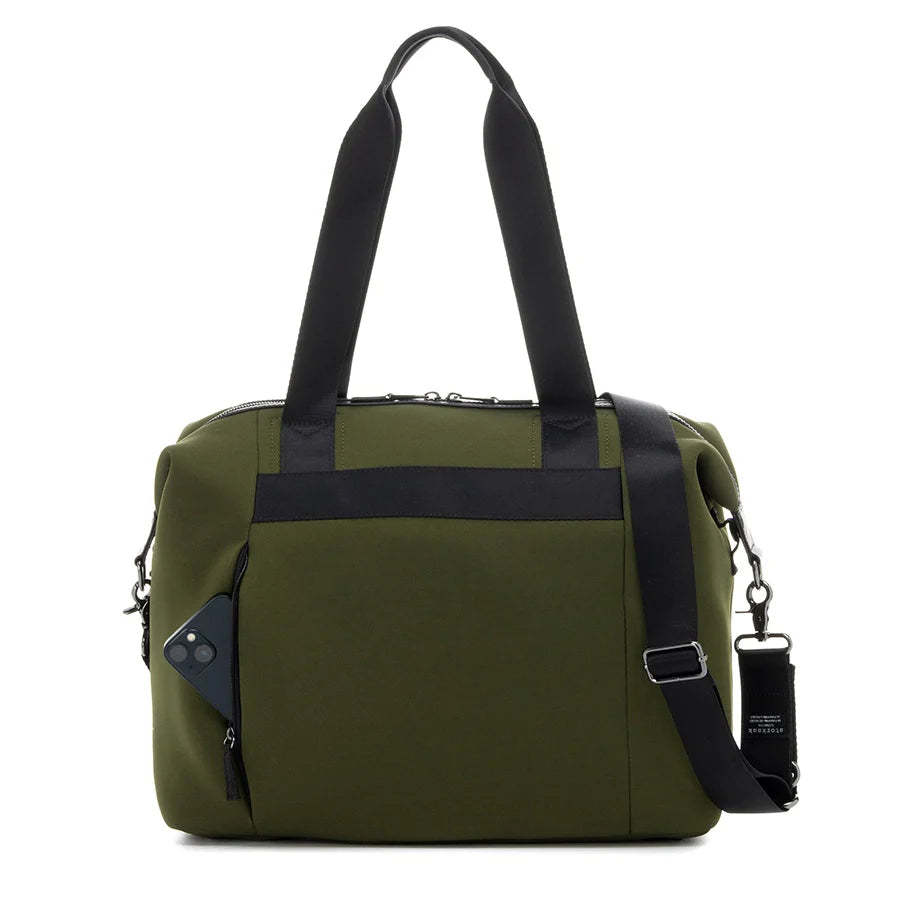 Storksak Stevie Luxe Nappy Bag Tote in stylish olive green