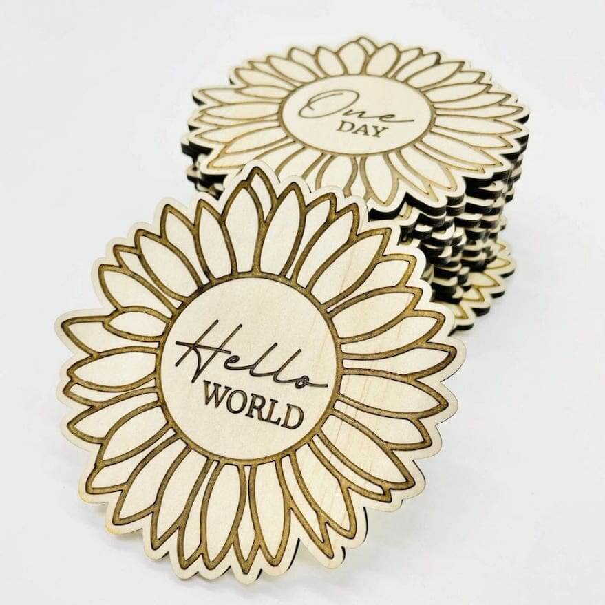 Wooden Sunflower Milestone Discs - Timber Tinkers