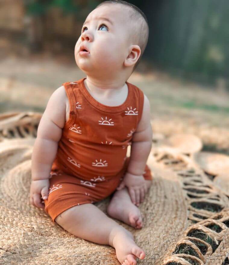 Sunshine Baby Boy Shorts Set in terracotta (in 0-6 months, 6-12 months, 12-18 month, 18-24 months & 2-3 years)