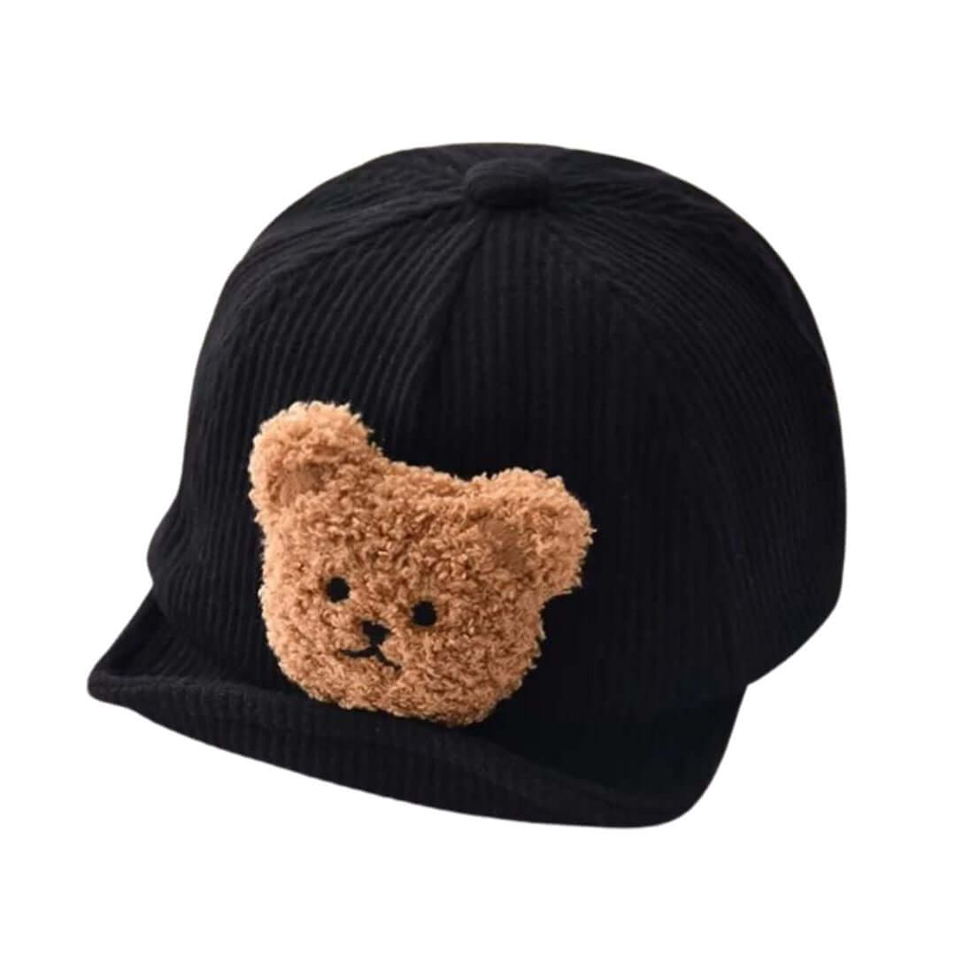 Teddy Corduroy Baby Cap | Baby Hat with Fluffy Bear Patch - Lulu Babe
