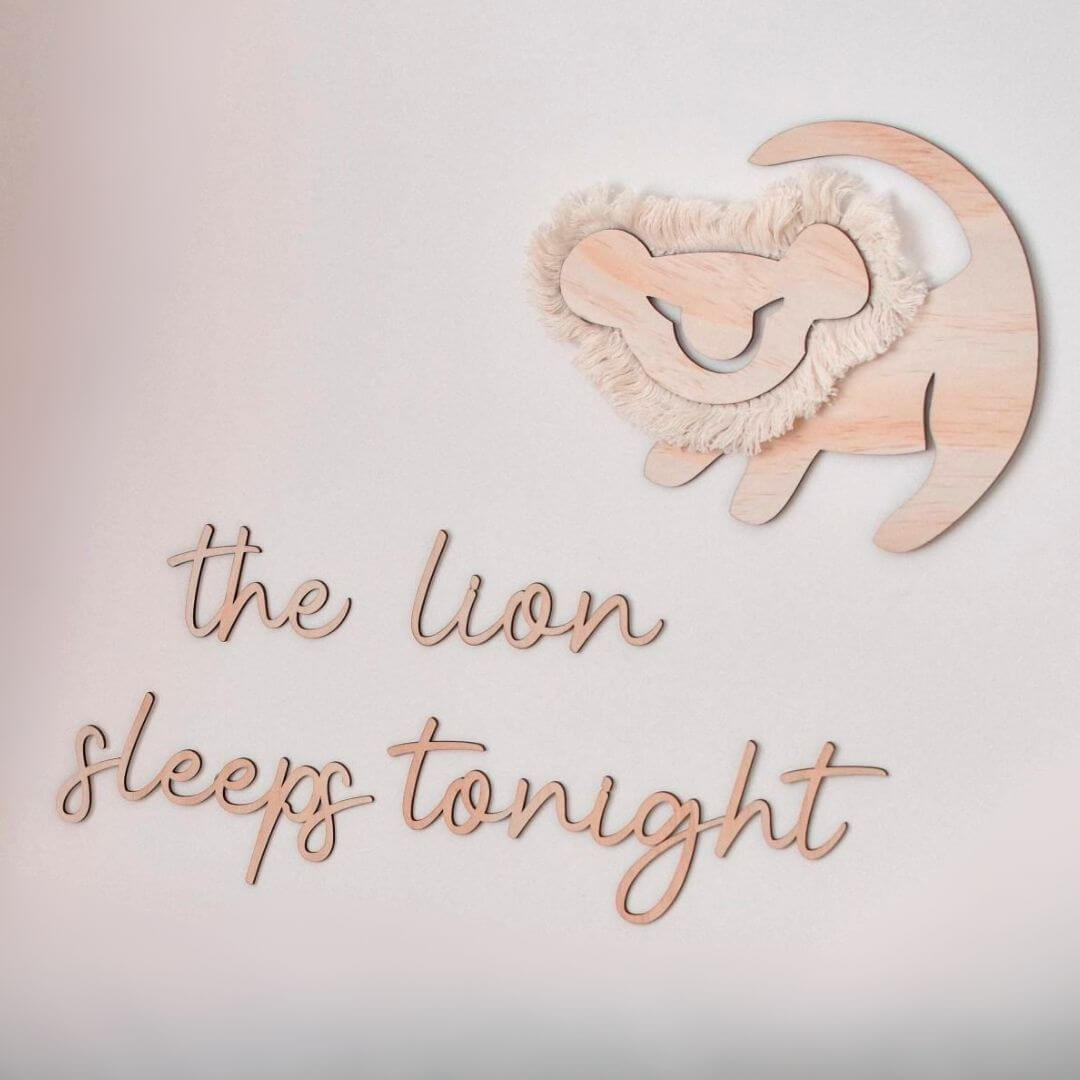 The Lion Sleeps Tonight Wooden Wall Script + Cub Decal