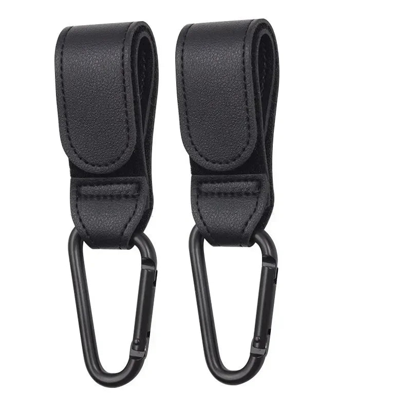 Set of two pram straps in black vegan leather