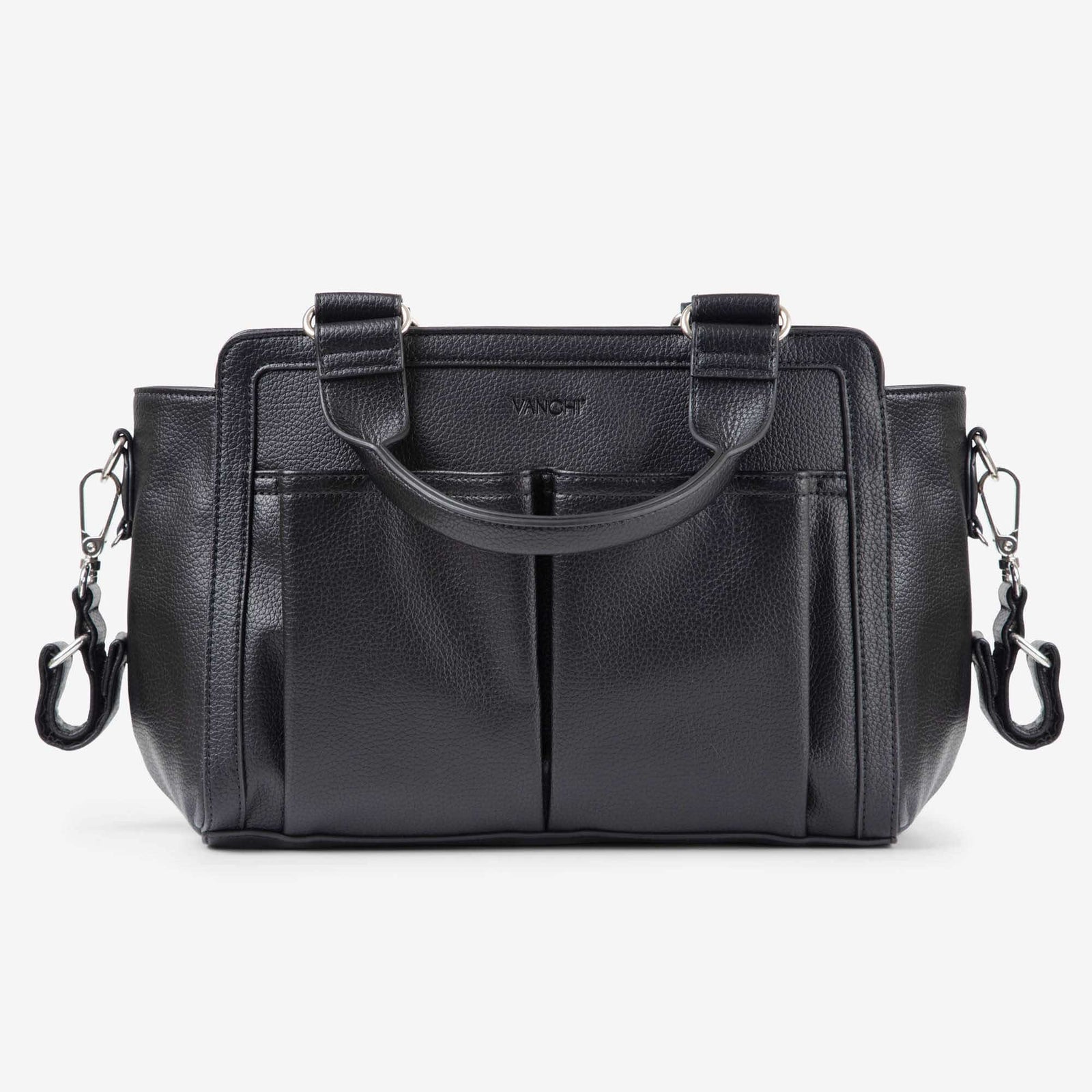 VANCHI Amelia Convertible Pram Caddy Black | Shoulder Bag & Pram Organiser
