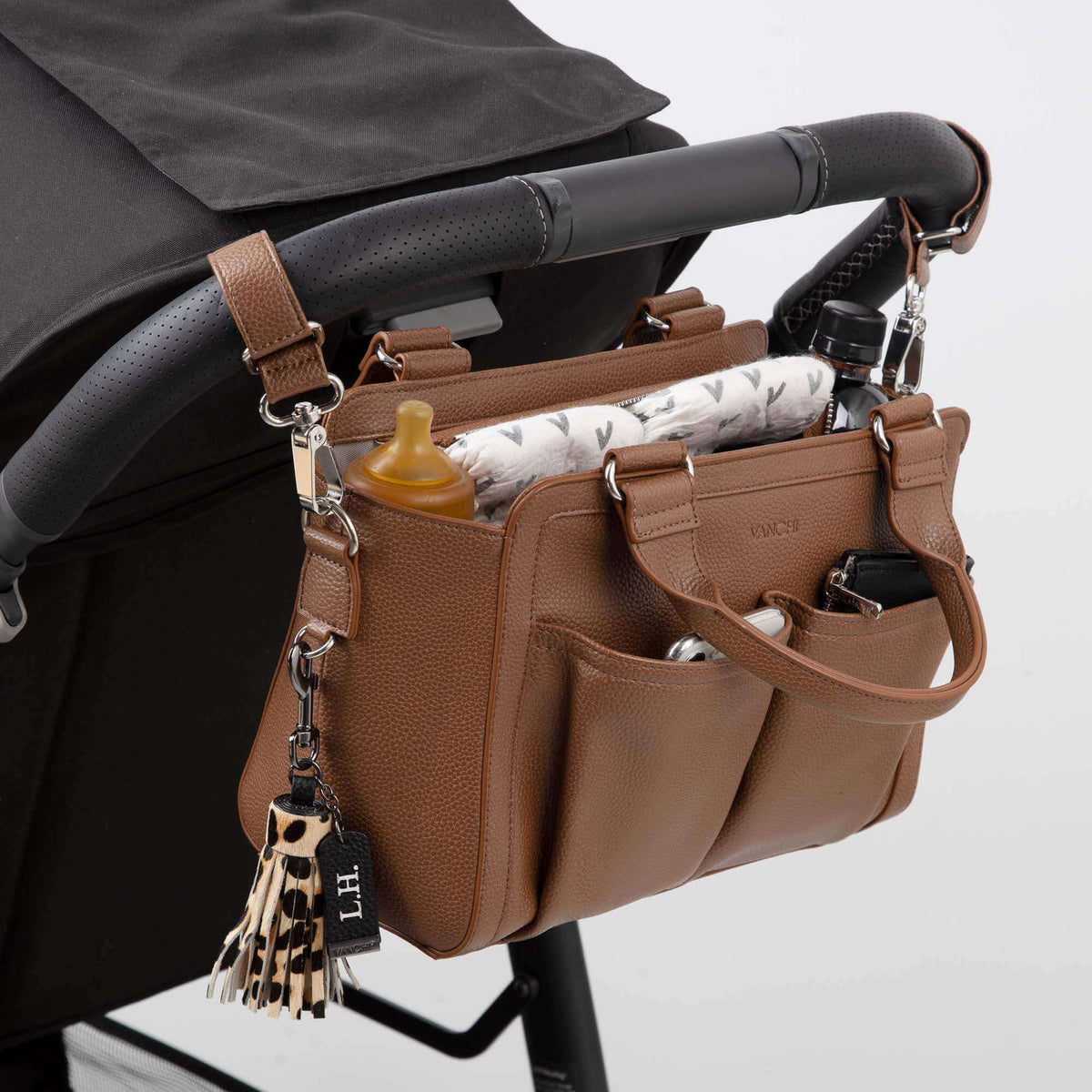 VANCHI Amelia Convertible Pram Caddy | Shoulder Bag & Pram Organiser - VANCHI
