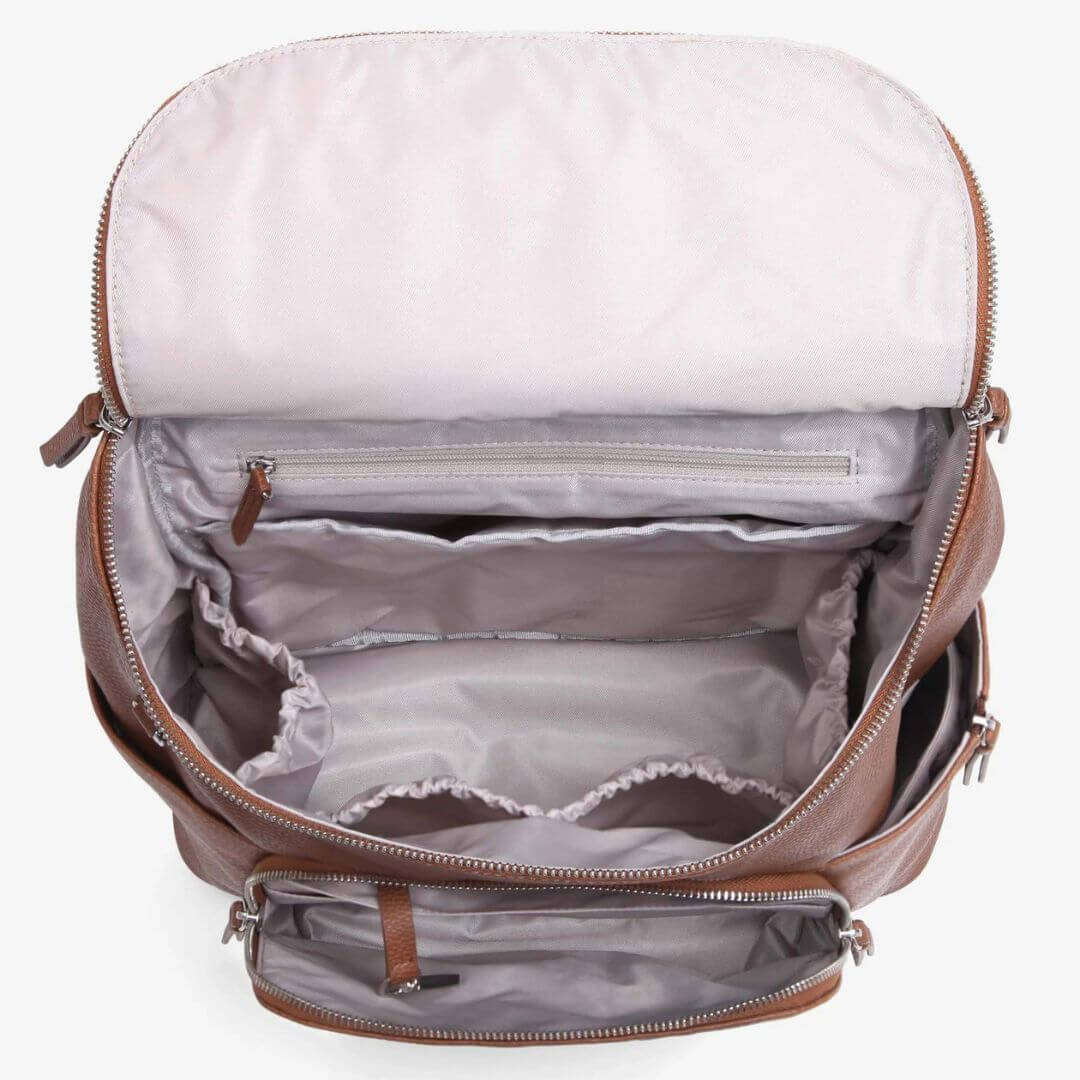 VANCHI Frankie Nappy Backpack Tan | Vegan Leather
