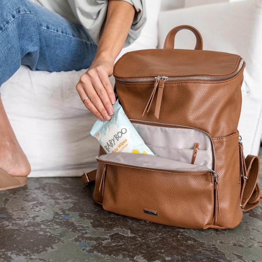 VANCHI Frankie Nappy Backpack Tan | Vegan Leather