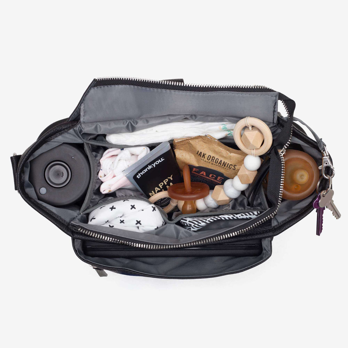 VANCHI Pram Caddy Black | Stroller Organiser with Free Pram Clips