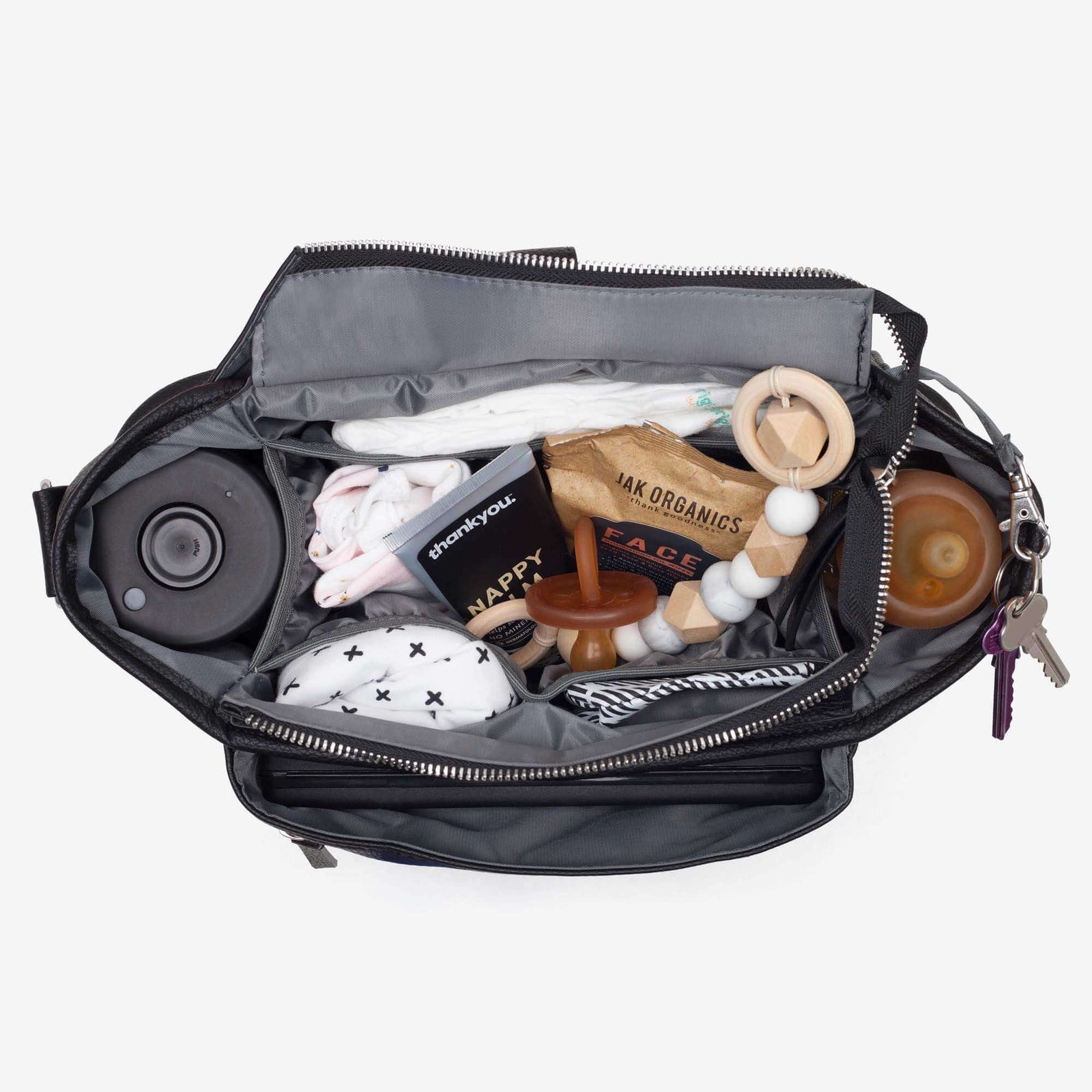 VANCHI Pram Caddy Black | Stroller Organiser with Free Pram Clips