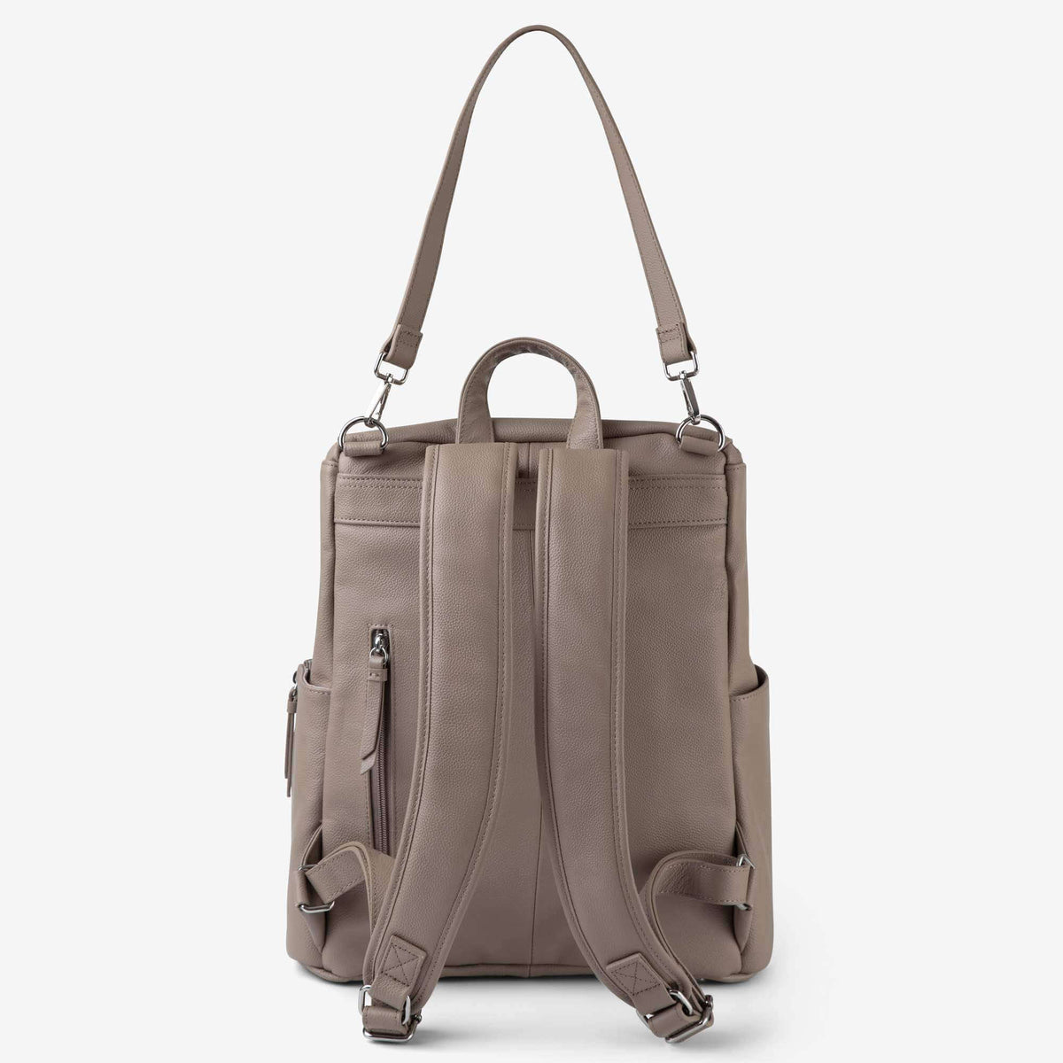 Back view of the Frankie nappy backpack with shoulder strap and grab handle