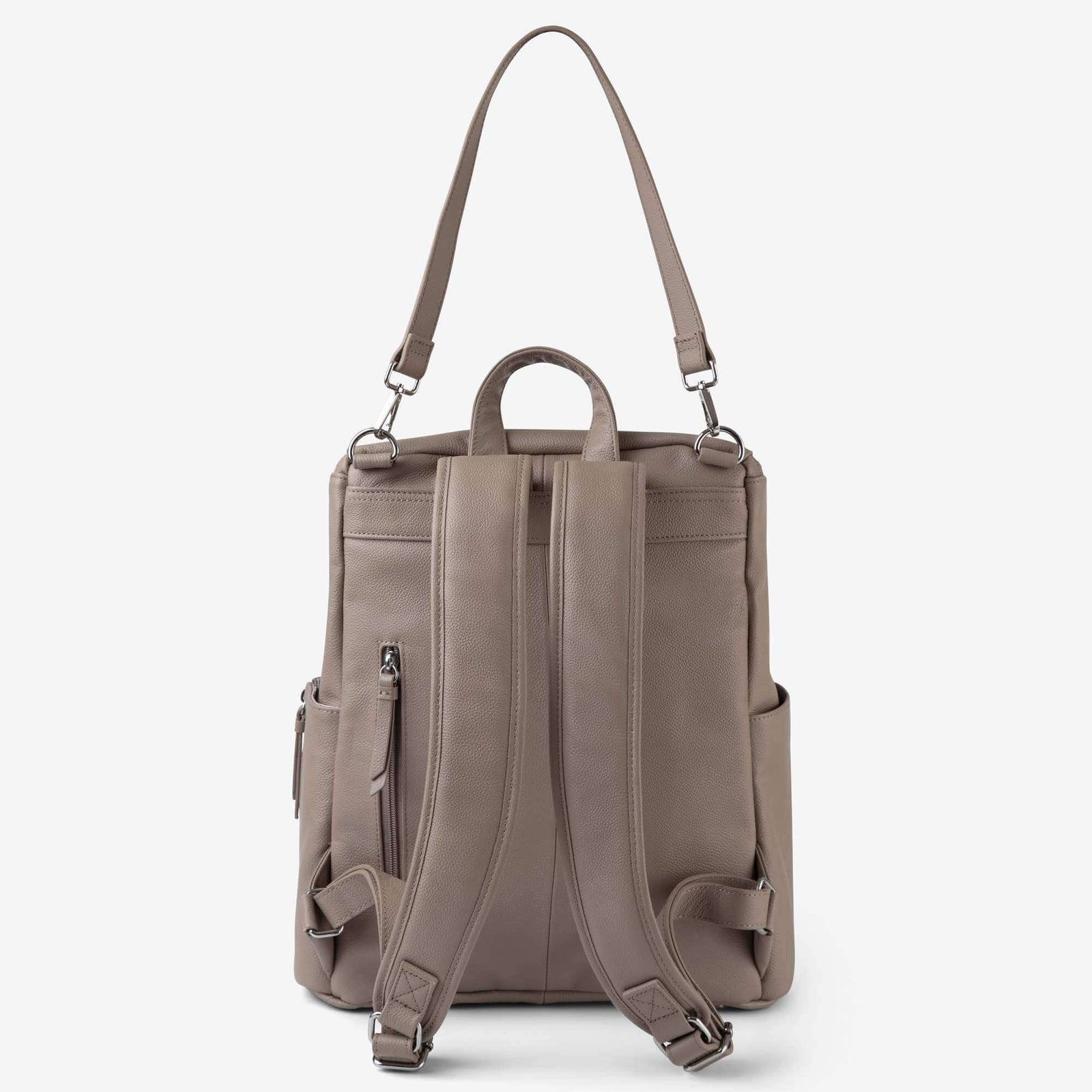 Back view of the Frankie nappy backpack with shoulder strap and grab handle