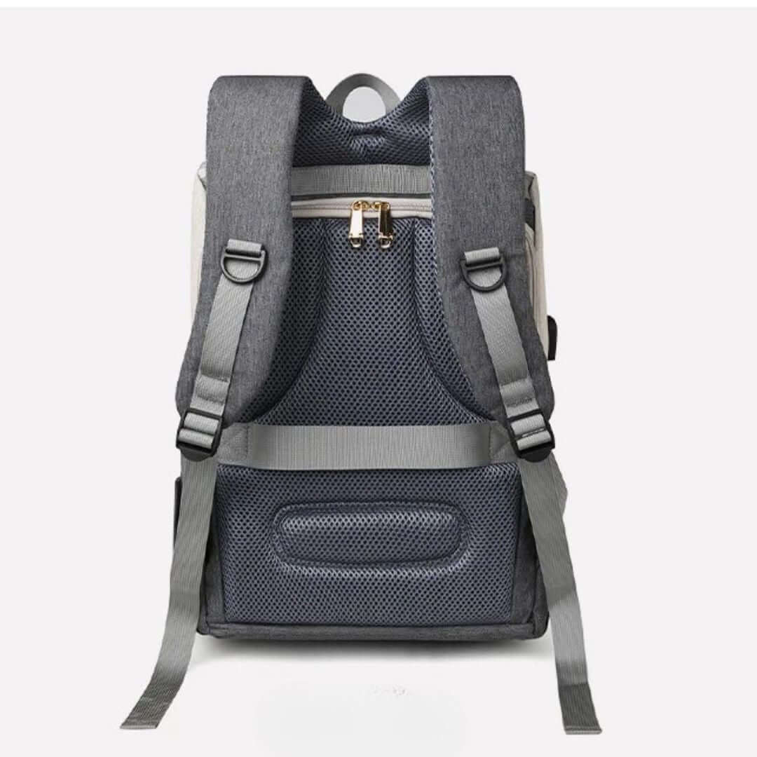 Vienna Nappy Backpack - back view (in pink and grey, white and grey and other stylish colours)