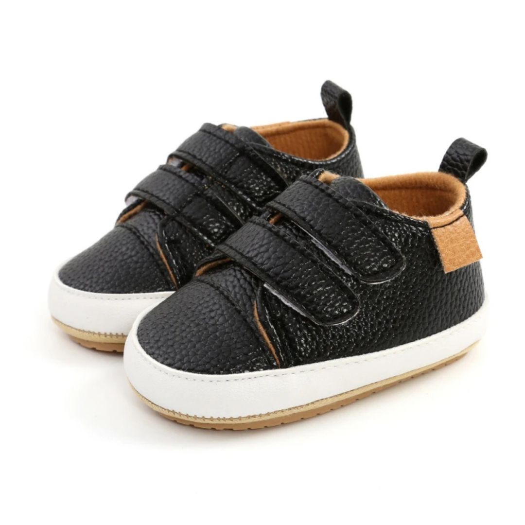 Vintage Velcro Baby Sneakers Black - Classic Style for Little Feet - Lulu Babe