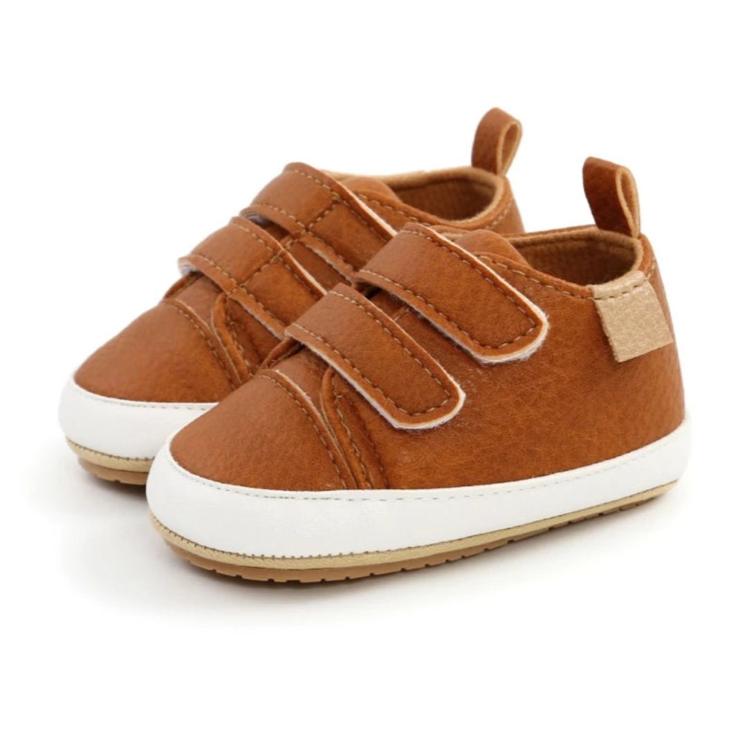 Vintage Velcro Baby Sneakers Tan - Classic Style for Little Feet - Lulu Babe
