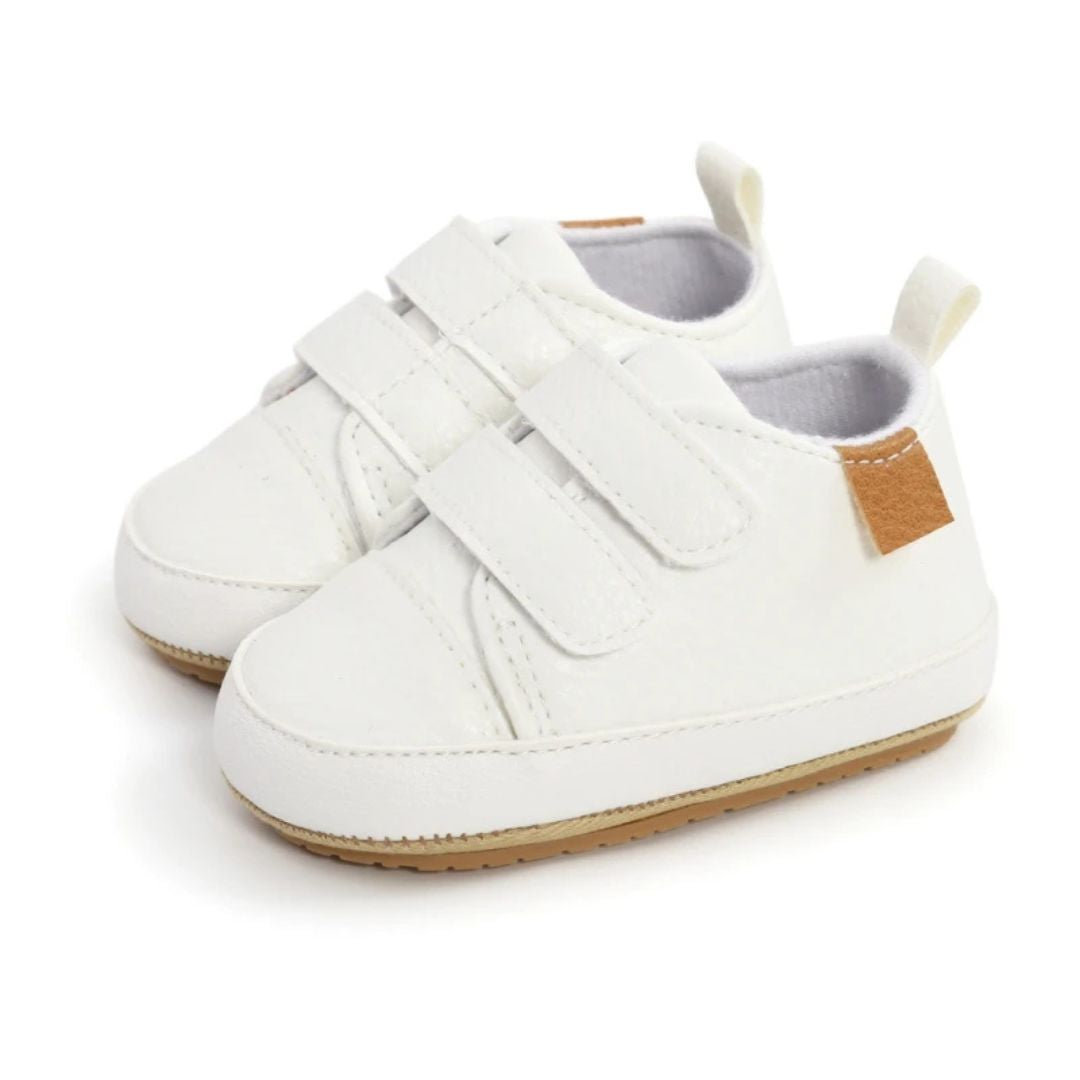 Vintage Velcro Baby Sneakers White - Classic Style for Little Feet - Lulu Babe