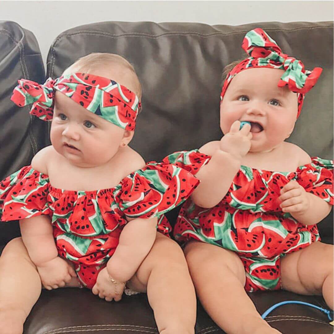 Watermelon Baby Romper with Matching Headband | 0-24 Months - Lulu Babe