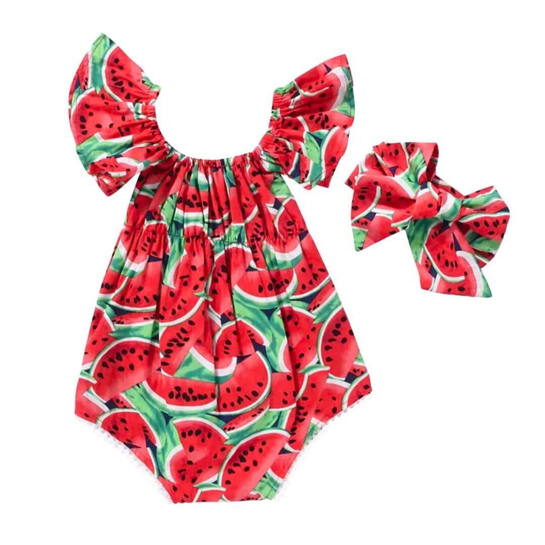 Watermelon Baby Romper | Fun & Bright Toddler Girl Outfit - Lulu Babe