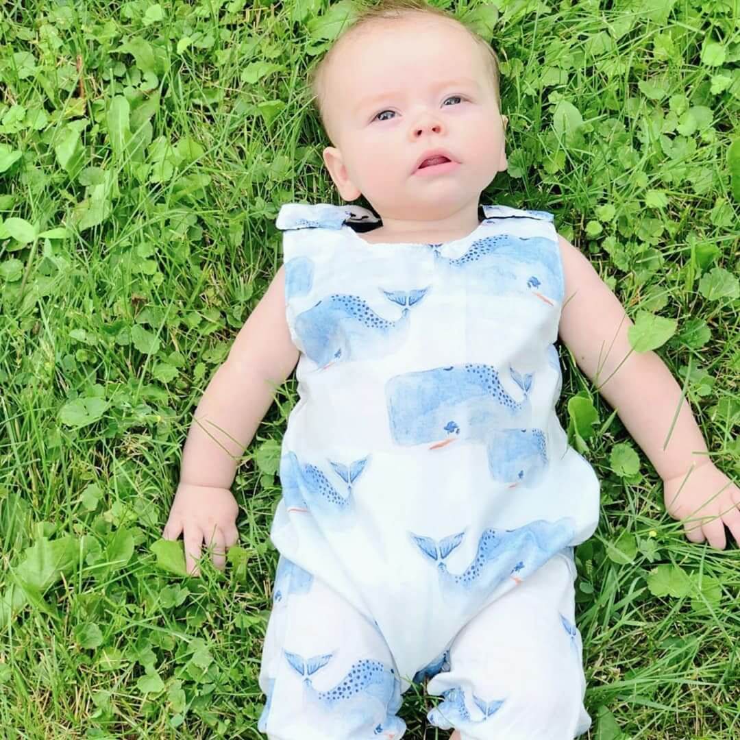 Whale sleeveless baby boy romper (in 0-6 months, 6-12 months, 12-18 month, 18-24 months & 2-3 years)