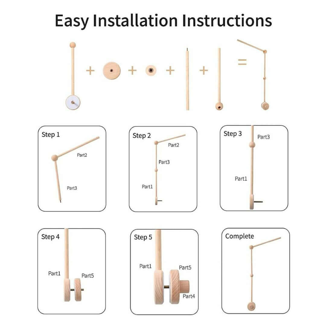 Wooden Baby Mobile Arm (Sturdy, Adjustable, Fits Most)