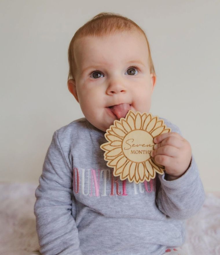 Wooden Sunflower Milestone Discs Australia | Record Baby's First Year - Timber Tinkers