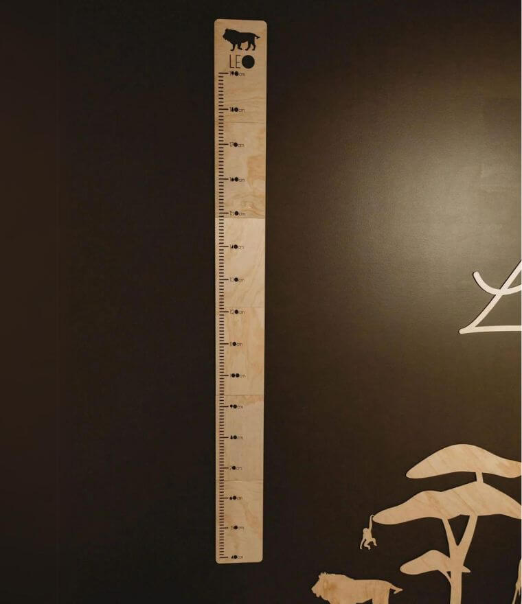 Personalised Wooden Height Chart | Safari Animal Growth Chart