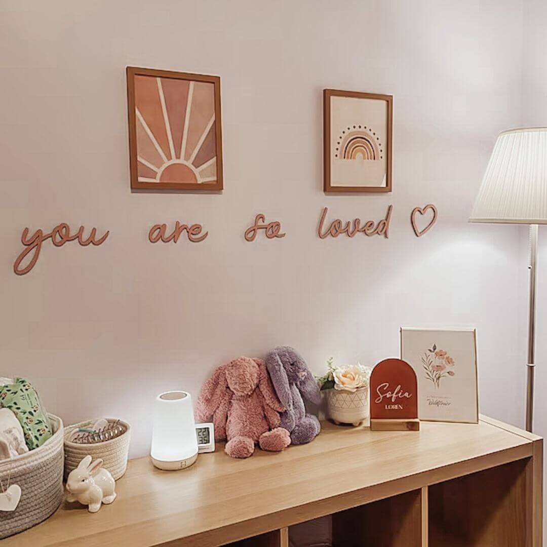 "You are so loved" Wooden Wall Script with Decal - Timber Tinkers