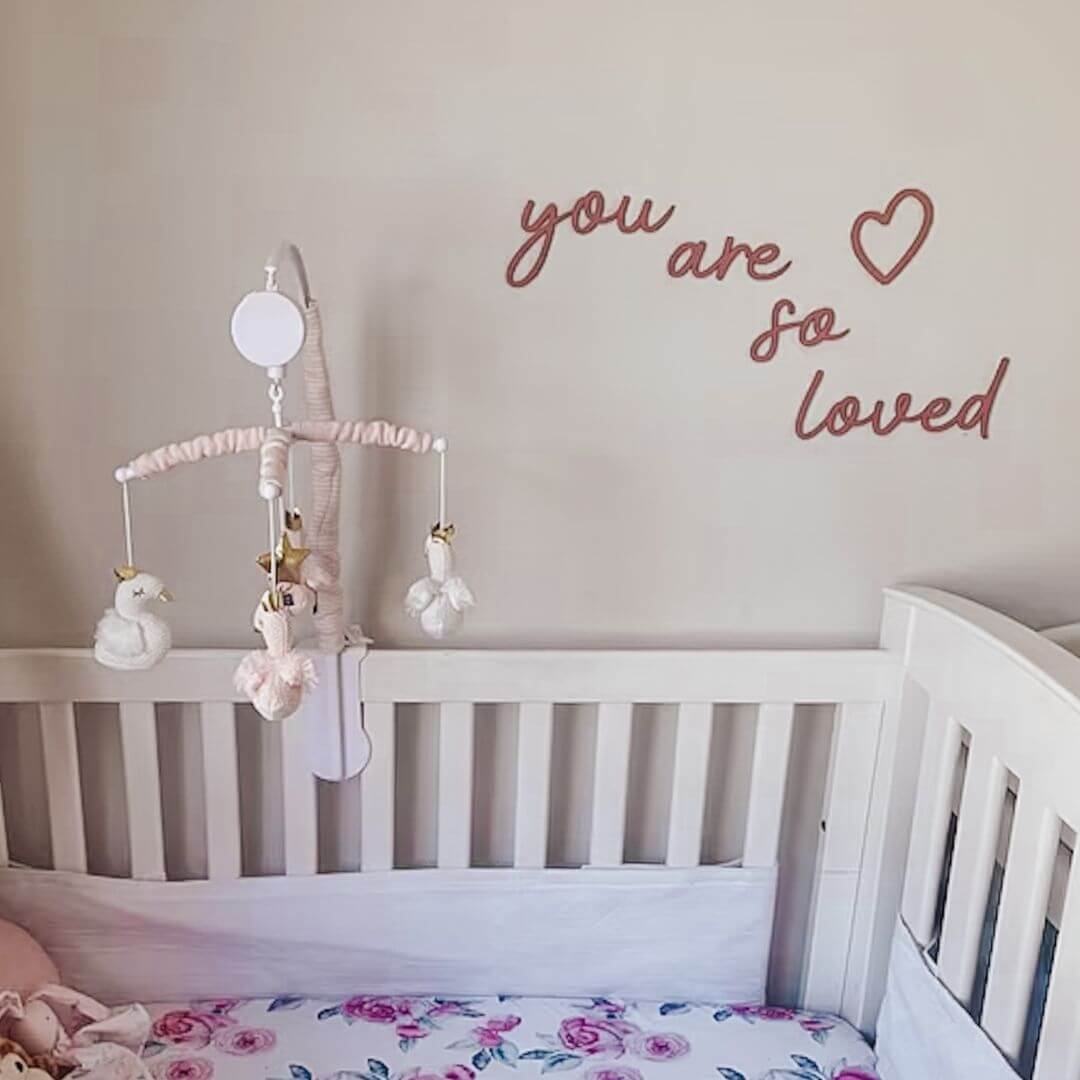 "You are so loved" Wooden Wall Script with Decal - Timber Tinkers