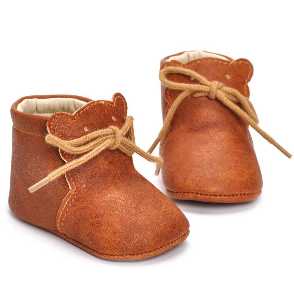 Baby Bear Boots Tan Faux Leather Baby Shoes