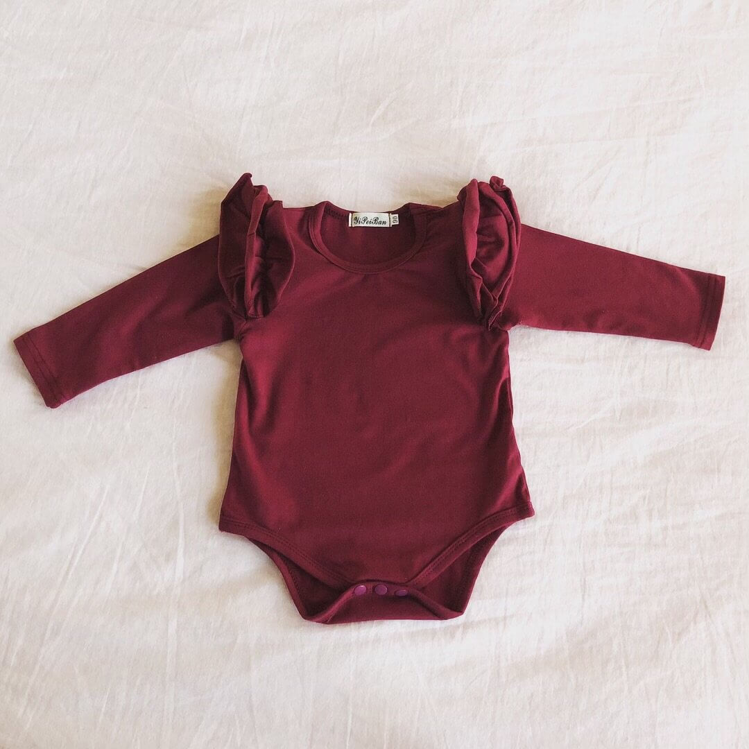 Flutter Baby Bodysuit | Long Sleeve Ruffle Romper - Lulu Babe
