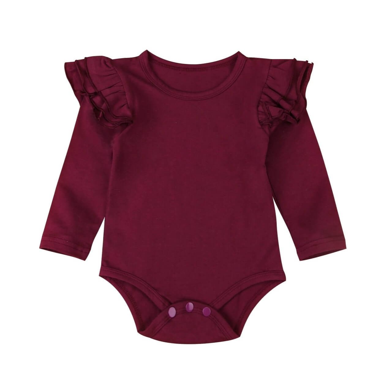 Flutter Baby Bodysuit | Long Sleeve Flutter Romper - Lulu Babe