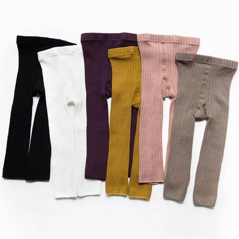 Ribbed Baby Footless Tights - in black, white, purple, mustard, pink & taupe - Lulu Babe