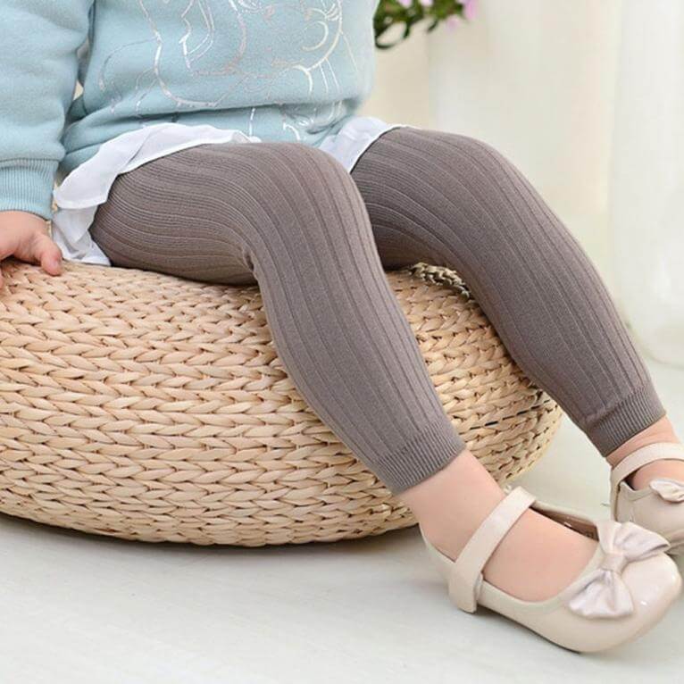 Ribbed Baby Footless Tights in taupe | Soft and Comfy for 0-4 Years - Lulu Babe