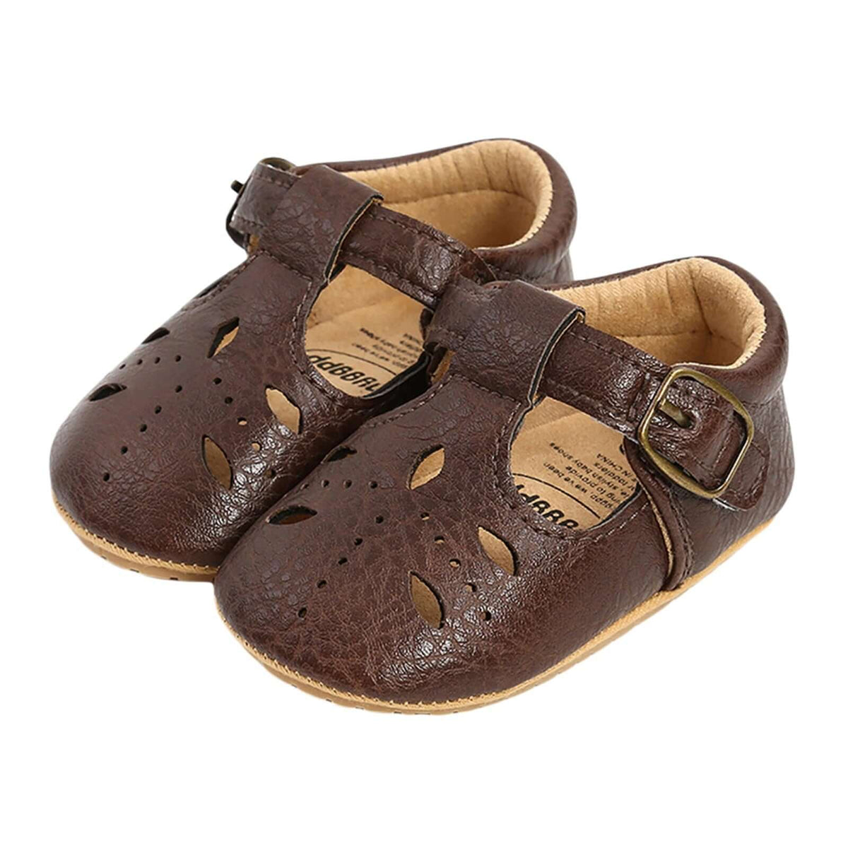Morgan T-Bar Baby Shoes - chocolate brown vegan leather - Lulu Babe