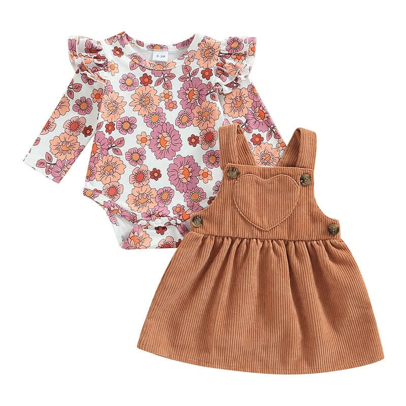 Isabella Pinafore Dress Set | Baby Girl Floral Outfit - Lulu Babe
