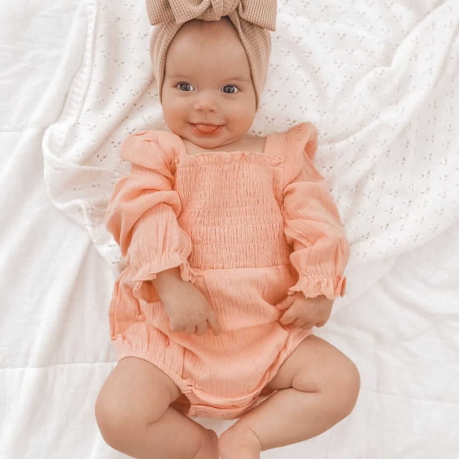 Amelia Baby Girl Romper - Soft Muslin Fabric - Lulu Babe
