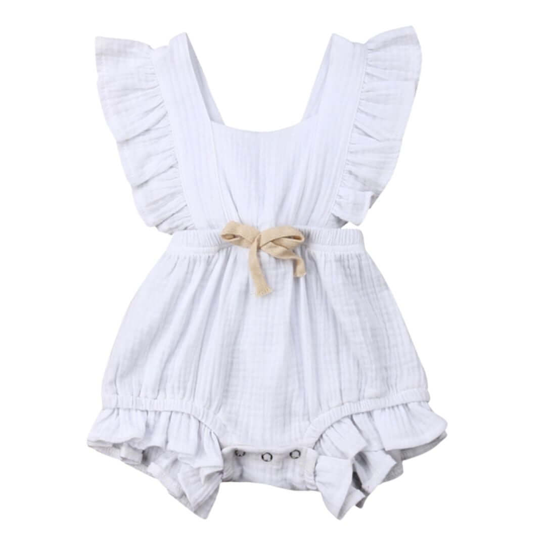 Willow Ruffle Baby Romper in white