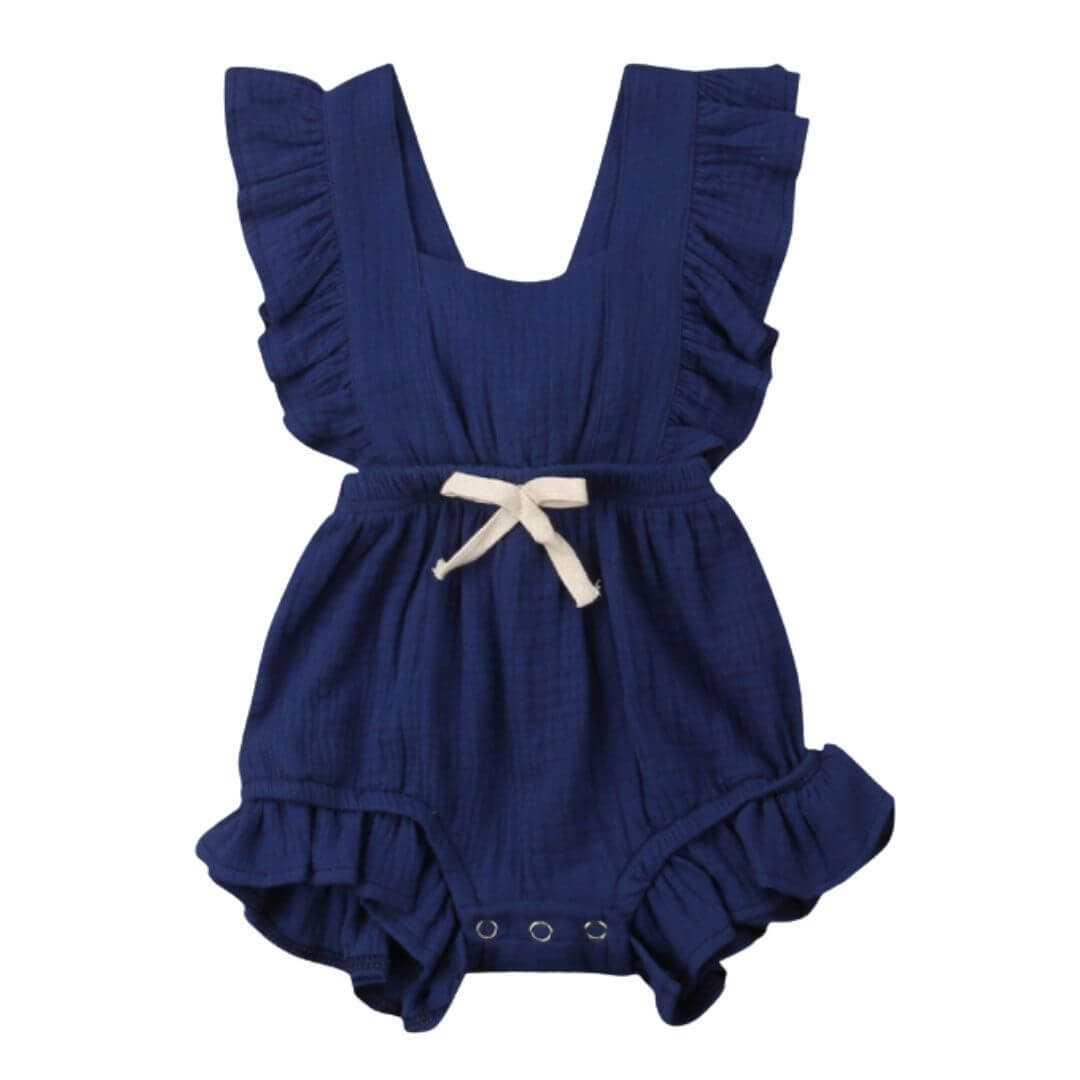 Blue Willow Ruffle Baby Romper