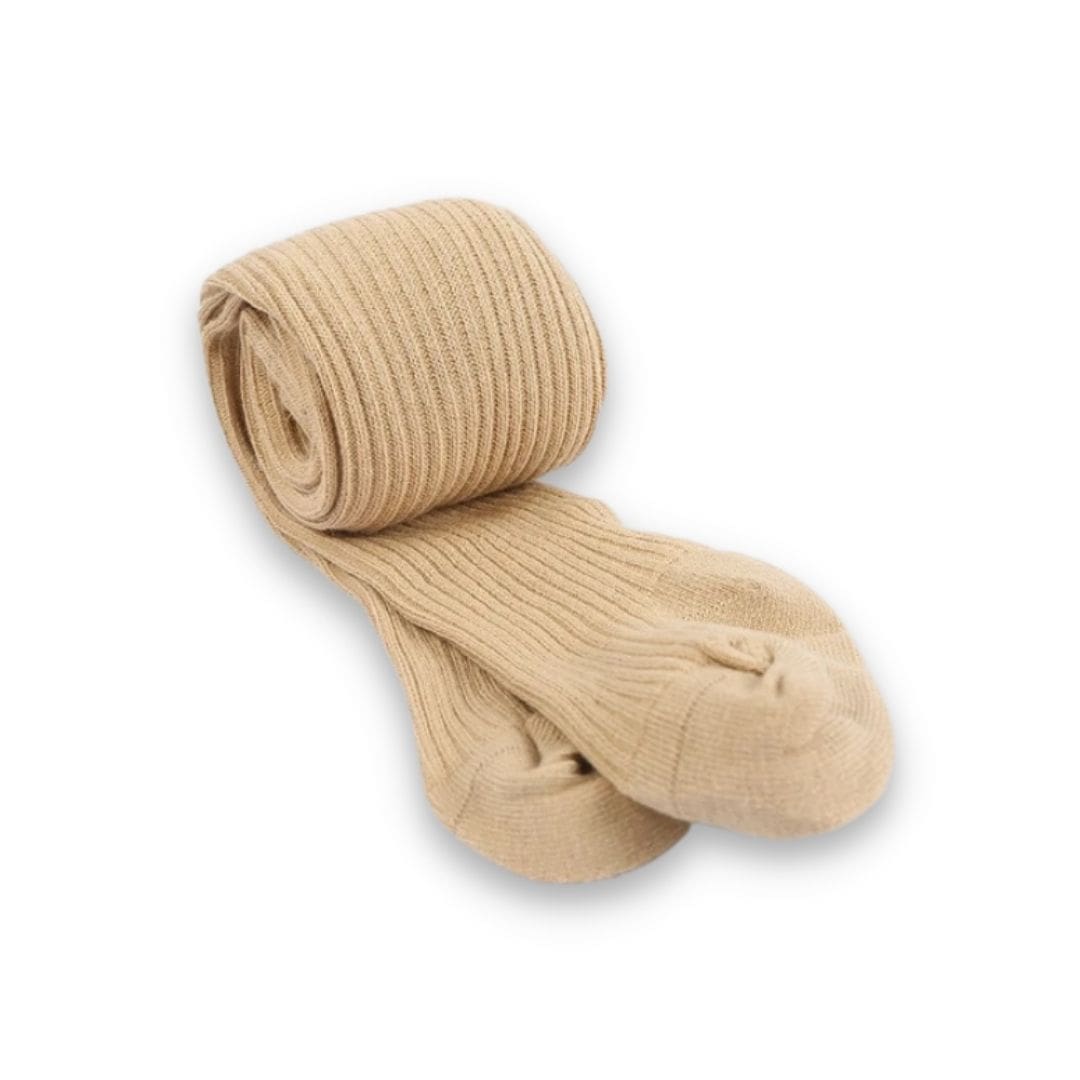 Ribbed baby tights in beige for 0-4 years