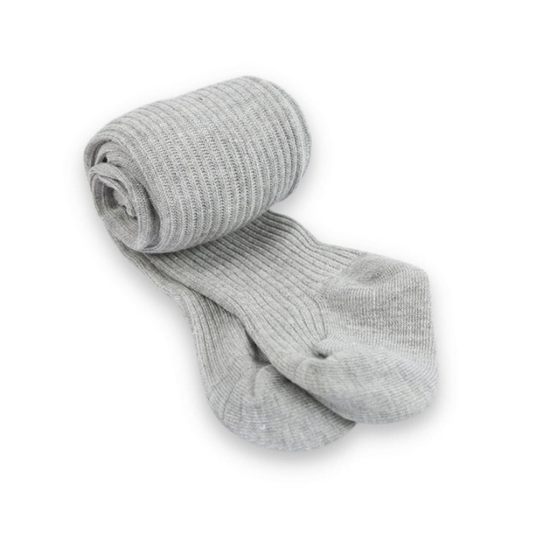 Ribbed baby tights in grey for 0-4 years