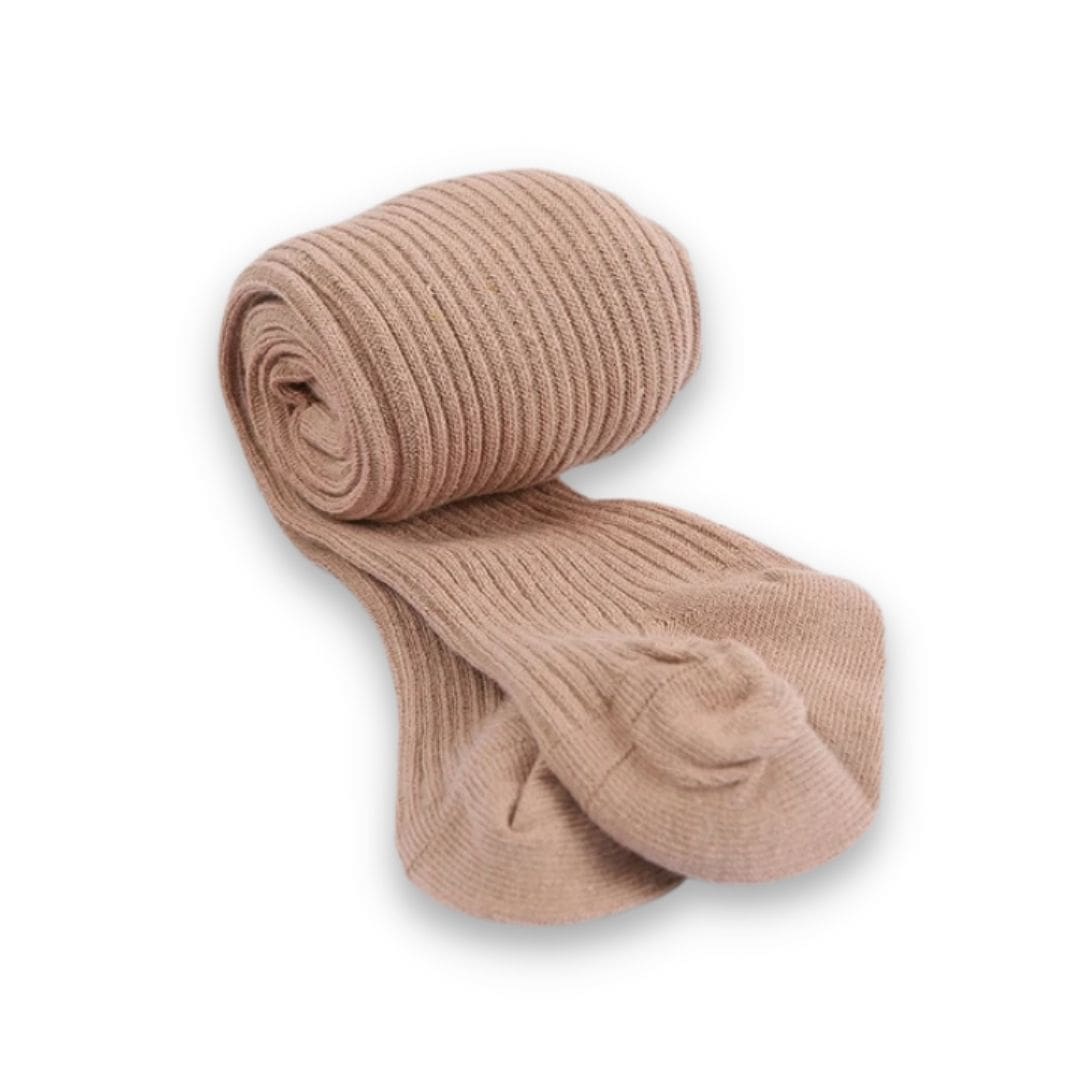 Ribbed baby tights in latte for 0-4 years