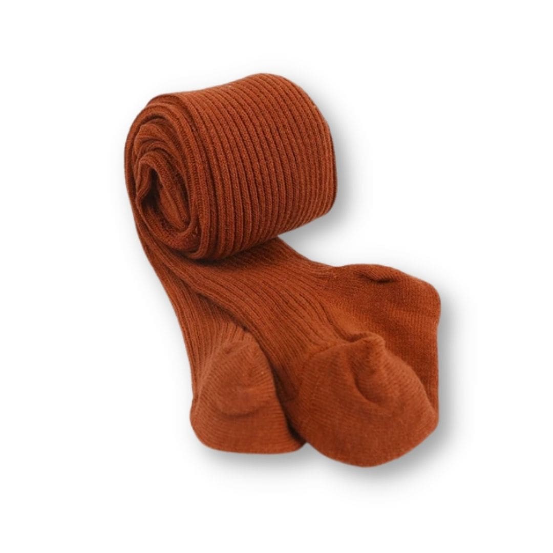 Ribbed baby tights in terracotta for 0-4 years