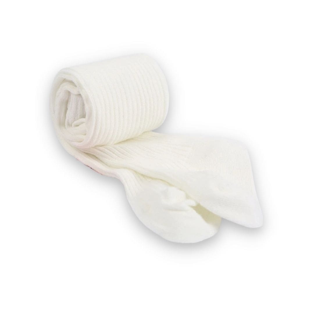 Ribbed baby tights in white for 0-4 years