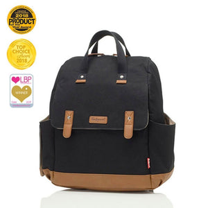 Babymel Robyn Eco Nappy Backpack Black with Change Mat - Lulu Babe