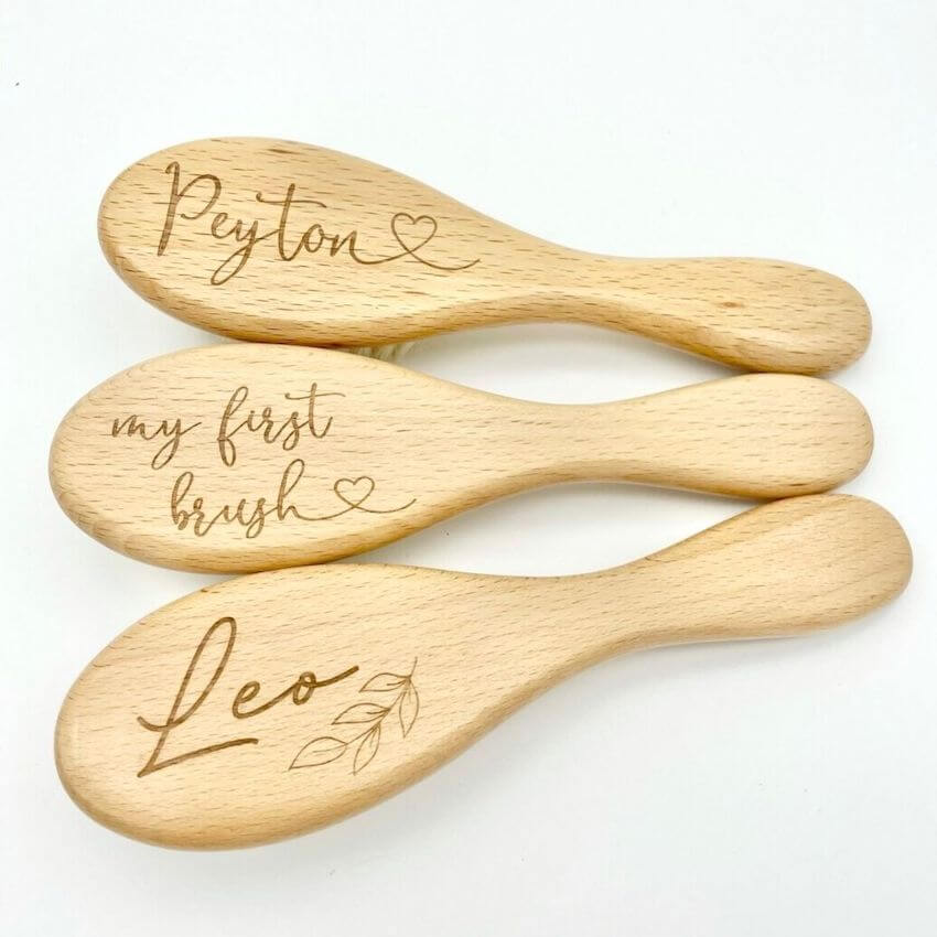 Personalised Wooden Baby Hair Brush | Newborn Gift - Lulu Babe