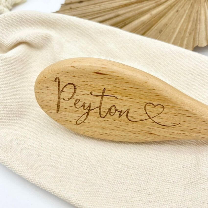 Personalised Wooden Baby Hair Brush | Newborn Gift - Lulu Babe