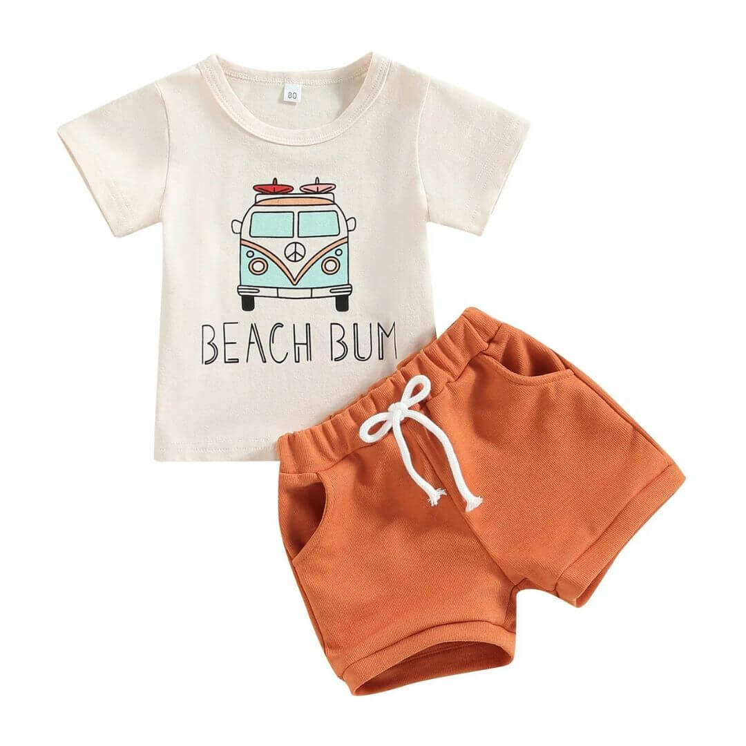 Beach Bum Baby Outfit | T-Shirt &amp; Shorts Boys Set - Lulu Babe