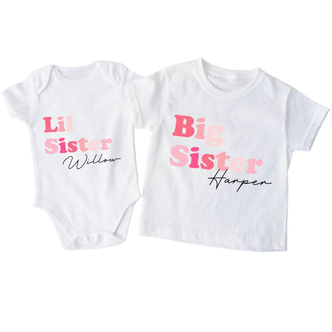 Personalised Lil Sister and Big Sister Matching Set