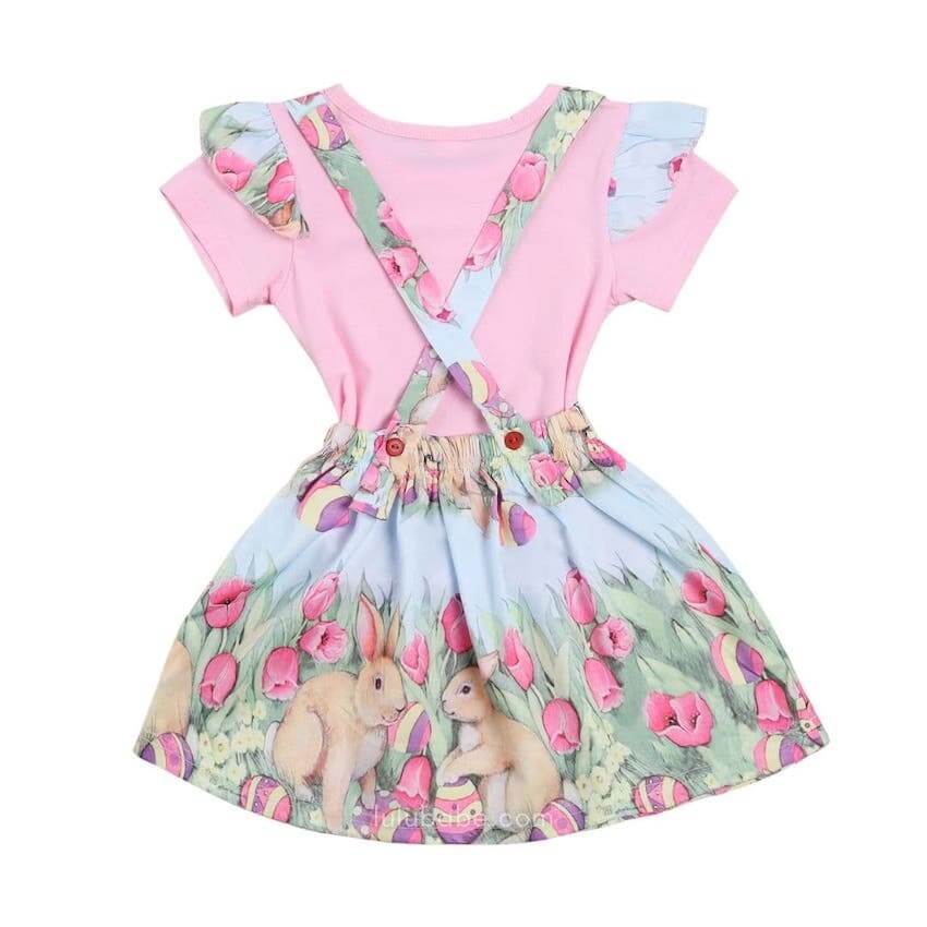 Bunny Pinafore Set | Easter Girls Outfit - Lulu Babe