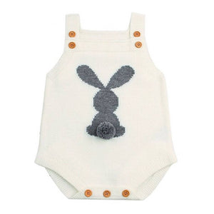 Bunny Tail Knit Romper | Baby Onesie with Fluffy Tail - Lulu Babe